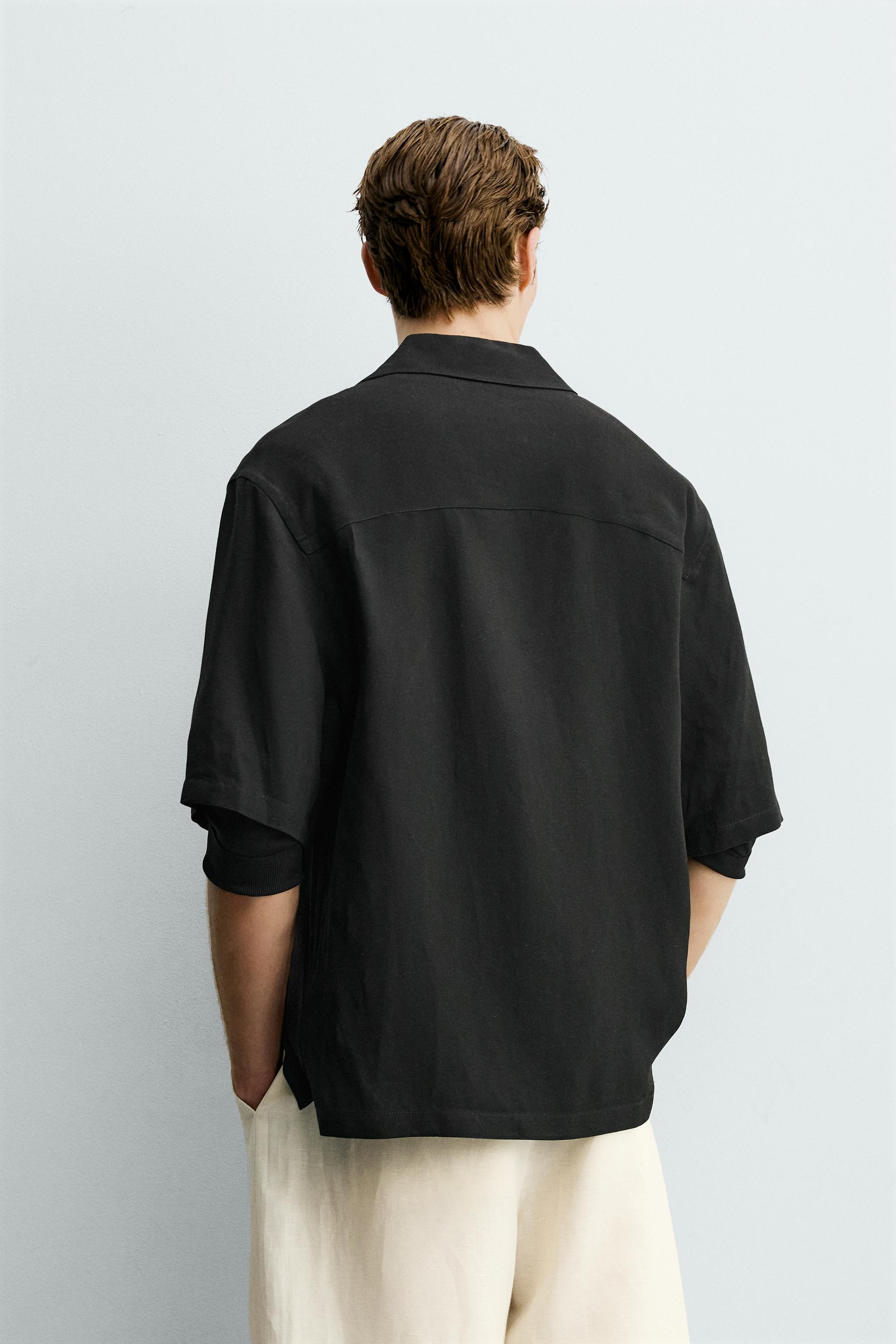 VISCOSE-LINEN KIMONO SHIRT